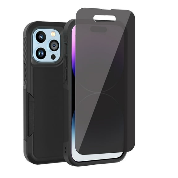 Xhy iPhone 14 Case with Privacy Screen Protector 2 in 1 Double Layer Rugged Drop Resistant, Military Grade Full Body Protection TPU Durable Detachable for iPhone 14 6.1 inch 2022 Phone - Black