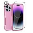 thumbnail image 1 of Xhy iPhone 14 Case with Screen and Lens Protector 2 in 1 Double Layer Rugged Drop Resistant, Military Grade Full Body Protection TPU Durable Detachable for iPhone 14 6.1 inch 2022 Phone - Pink, 1 of 9