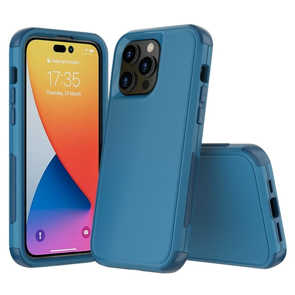 Xhy iPhone 14 Case with Screen and Lens Protector Military Grade Full Body Protection 3 in 1 Shock and Drop Resistant Rugged Rubber TPU Durable Detachable for iPhone 14 6.1 inch 2022 Phone - Navy