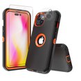 thumbnail image 1 of Xhy iPhone 14 Case with Screen and Lens Protector Military Grade Heavy Duty 3 in 1 Shockproof Armor Rugged Durable Detachable for iPhone 14 6.1 inch 2022 Phone - Black+Orange, 1 of 8