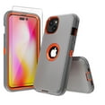 thumbnail image 1 of Xhy iPhone 14 Case with Screen Protector Military Grade Heavy Duty Protection 3 in 1 Shockproof Armor Rugged Durable Detachable for iPhone 14 6.1 inch 2022 Phone - Gray+Orange, 1 of 6