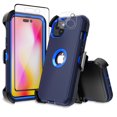 thumbnail image 1 of Xhy iPhone 14 Plus Case with Belt Clip Holster+Screen and Lens Protector Military Grade Heavy Duty Shockproof Armor Durable Detachable for iPhone 14 Plus 6.7 inch 2022 Phone - Dark Blue+Blue, 1 of 6