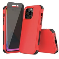 Xhy iPhone 14 Plus Case with Privacy Screen Protector Military Grade Full Body Protection 3 in 1 Shock and Drop Resistant Rugged TPU Durable Detachable for iPhone 14 Plus 6.7 inch 2022 Phone-Red Black