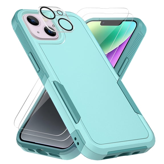 Xhy iPhone 14 Plus Case with Screen and Lens Protector Double Layer Rugged Drop Resistant Military Grade Full Body Protection Durable Detachable for iPhone 14 Plus 6.7 inch 2022 Phone - Light Green