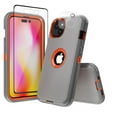 thumbnail image 1 of Xhy iPhone 14 Plus Case with Screen and Lens Protector Military Grade Heavy Duty 3 in 1 Shockproof Armor Rugged Durable Detachable for iPhone 14 Plus 6.7 inch 2022 Phone - Gray+Orange, 1 of 6