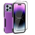 thumbnail image 1 of Xhy iPhone 14 Plus Case with Screen Protector 2 in 1 Double Layer Rugged Drop Resistant, Military Grade Full Body Protection Durable Detachable for iPhone 14 Plus 6.7 inch 2022 Phone - Purple Black, 1 of 6