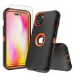 thumbnail image 1 of Xhy iPhone 14 Plus Case with Screen Protector Military Grade Heavy Duty Protection 3 in 1 Shockproof Armor Rugged Durable Detachable for iPhone 14 Plus 6.7 inch 2022 Phone - Black+Orange, 1 of 8