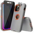 thumbnail image 1 of Xhy iPhone 14 Pro Case with Privacy Screen and Lens Protector Military Grade Heavy Duty Protection 3 in 1 Shockproof Armor Rugged Durable Detachable for iPhone 14 Pro 6.1 inch 2022 Phone - Gray+Orange, 1 of 6