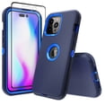 thumbnail image 1 of Xhy iPhone 14 Pro Case with Screen Protector Military Grade Heavy Duty Protection 3 in 1 Shockproof Armor Rugged Durable Detachable for iPhone 14 Pro 6.1 inch 2022 Phone - Dark Blue+Blue, 1 of 6