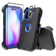 thumbnail image 1 of Xhy iPhone 14 Pro Max Case with Belt Clip Holster+Screen and Lens Protector Military Grade Heavy Duty Shockproof Armor Durable Detachable for iPhone 14 Pro Max 6.7 inch 2022 Phone - Dark Blue+Blue, 1 of 6