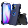 thumbnail image 1 of Xhy iPhone 14 Pro Max Case with Belt Clip Holster and Screen Protector Military Grade Heavy Duty Shockproof Armor Detachable for iPhone 14 Pro Max 6.7 inch 2022 Phone -Dark Blue+Blue, 1 of 6