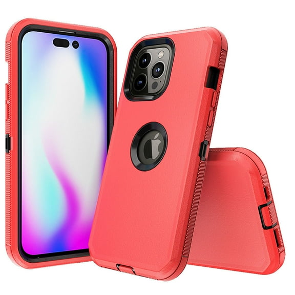 Xhy iPhone 14 Pro Max Case Military Grade Heavy Duty Protection 3 in 1 Shockproof Armor Rugged Durable Detachable for iPhone 14 Pro Max 6.7 inch 2022 Phone - Red+Black