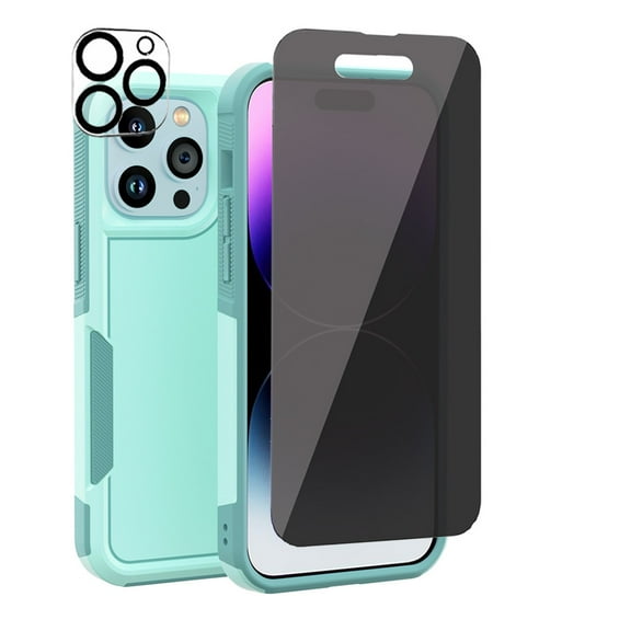 Xhy iPhone 14 Pro Max Case with Privacy Screen and Lens Protector Double Layer Anti-Drop Military Grade Full Body Protection Durable Detachable for iPhone 14 Pro Max 6.7 inch 2022 Phone -Light Green