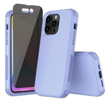 Xhy iPhone 14 Pro Max Case with Privacy Screen Protector Military Grade Full Body Protection 3 in 1 Shock Resistant TPU Durable Detachable for iPhone 14 Pro Max 6.7 inch 2022 Phone - Light Purple