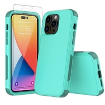 Xhy iPhone 14 Pro Max Case with Screen Protector Military Grade Full Body Protection 3 in 1 Shock and Drop Resistant TPU Durable Detachable for iPhone 14 Pro Max 6.7 inch 2022 Phone - Teal/Dark Green