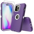 thumbnail image 1 of Xhy iPhone 14 Pro Max Case with Screen Protector Military Grade Heavy Duty Protection 3 in 1 Shockproof Armor Rugged Durable Detachable for iPhone 14 Pro Max 6.7 inch 2022 Phone - Purple+White, 1 of 6