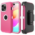 thumbnail image 1 of Xhy for iPhone 15 Case with Belt Clip Holster Military Grade Heavy Duty Protection 3 in 1 Shockproof Armor Rugged Durable Detachable iPhone 15 6.1 inch 2023 Phone - Rose Red+White, 1 of 10