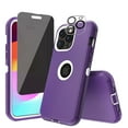 thumbnail image 1 of Xhy for iPhone 15 Case with Privacy Screen and Lens Protector Military Grade Heavy Duty 3 in 1 Shockproof Armor iPhone 15 6.1 inch 2023 Phone - Purple+White, 1 of 8