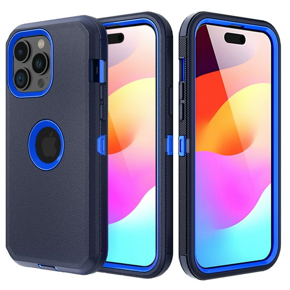 Xhy for iPhone 15 Plus Case Military Grade Heavy Duty 3 in 1 Shockproof Armor Rugged Durable Detachable iPhone 15 Plus 6.7 inch 2023 Phone - Dark Blue+Blue