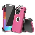 thumbnail image 1 of Xhy for iPhone 15 Plus Case with Privacy Screen and Lens Protector and Belt Clip Holster Military Grade Heavy Duty 3 in 1 Shockproof Armor iPhone 15 Plus 6.7 inch 2023 Phone - Rose Red+White, 1 of 10