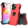thumbnail image 1 of Xhy for iPhone 15 Plus Case with Screen Protector and Belt Clip Holster Military Grade Heavy Duty 3 in 1 Shockproof Armor Rugged Durable Detachable iPhone 15 Plus 6.7 inch 2023 Phone - Red+Black, 1 of 10