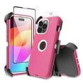 thumbnail image 1 of Xhy for iPhone 15 Plus Case with Screen Protector and Belt Clip Holster Military Grade Heavy Duty 3 in 1 Shockproof Armor Rugged Durable iPhone 15 Plus 6.7 inch 2023 Phone - Rose Red+White, 1 of 10