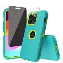 Xhy for iPhone 15 Pro Max Case with Privacy Screen Protector Military Grade Heavy Duty 3 in 1 Shockproof Armor iPhone 15 Pro Max 6.7 inch 2023 Phone - Green Yellow