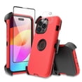 thumbnail image 1 of Xhy for iPhone 15 Pro Max Case with Screen and Lens Protector and Belt Clip Holster Military Grade Heavy Duty 3 in 1 Shockproof Armor iPhone 15 Pro Max 6.7 inch 2023 Phone - Red+Black, 1 of 11