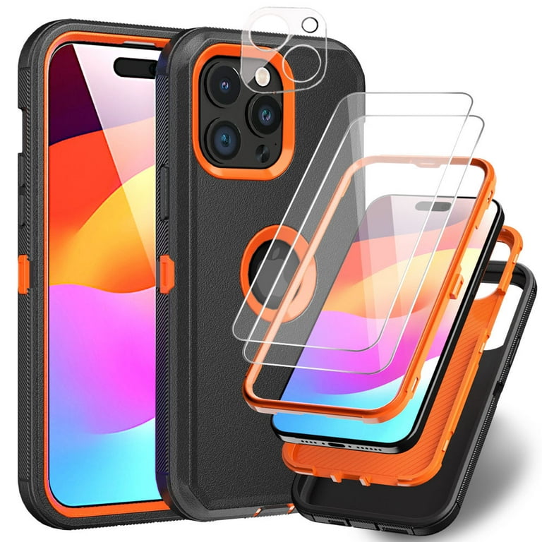 Xhy for iPhone 15 Pro Max Case with Screen and Lens Protector