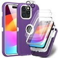thumbnail image 1 of Xhy iPhone 15 Pro Max Case with Screen and Lens Protector Military Grade Heavy Duty 3 in 1 Shockproof Armor for iPhone 15 Pro Max 6.7 inch 2023 Phone - Purple+White, 1 of 9