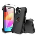 thumbnail image 1 of Xhy for iPhone 15 Pro Max Case with Screen Protector and Belt Clip Holster Military Grade Heavy Duty 3 in 1 Shockproof Armor iPhone 15 Pro Max 6.7 inch 2023 Phone - Black, 1 of 11