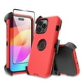 thumbnail image 1 of Xhy for iPhone 15 Pro Max Case with Screen Protector and Belt Clip Holster Military Grade Heavy Duty 3 in 1 Shockproof Armor iPhone 15 Pro Max 6.7 inch 2023 Phone - Red+Black, 1 of 11