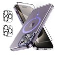 thumbnail image 1 of Xhy iPhone 15 Pro Max Magnetic Case with Screen and Lens Protector Compatible with Magsafe Shockproof Non-Yellowing Crystal Clear Phone Case for iPhone 15 Pro Max 6.7 Inch Purple, 1 of 8