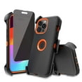 thumbnail image 1 of Xhy for iPhone 16 Pro Max Case with Privacy Screen Protector and Belt Clip Holster Military Grade Heavy Duty 3 in 1 Shockproof Armor iPhone 16 Pro Max 6.9 inch 2024 Phone - Black+Orange, 1 of 10