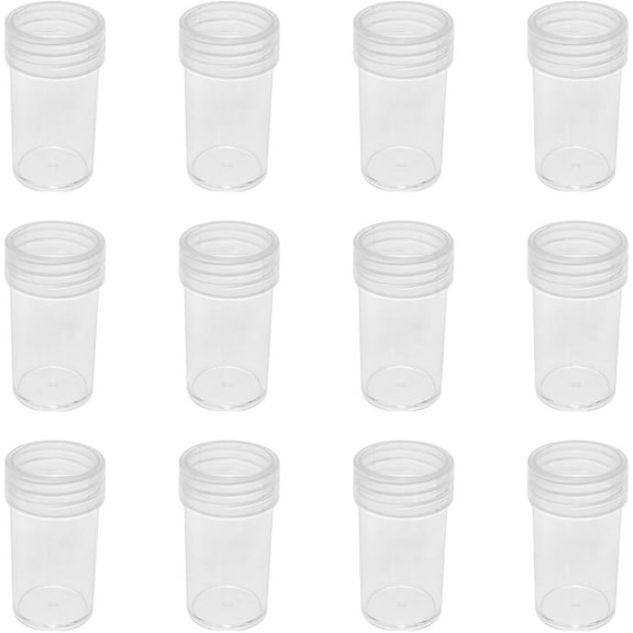 Xhziy Diamond Painting Storage Diamond Art Storage Container Small Plastic vials Sample Bottles Mini Transparent Storage Box Large Round Bottle with lid 12pcs