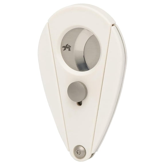 Xi2 Cutter - Precision Double Guillotine Snipper with 440 Stainless Steel Blades | Rockwell C Rated 54 to 60 Ring Gauge Clipper - Ergonomic Teardrop Design, Pearl White