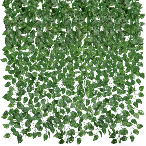 XiHAMA 173ft Fake Ivy Vines, Artificial Ivy Garland with 200 LED String Lights, Hanging Plants Greenery Backdrop Green Leaves for Bedroom Room Wall Decor Wedding Party Table Decoration