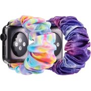 XiHAMA [2 Pack] Kids Scrunchie Band Compatible with Apple Watch Band 38mm 40mm 41mm & 42mm 44mm 45mm 46mm,Cute Printed Elastic Solo Loop Bands for iWatch Series 10/9/8/7/6/5/4/3/SE/SE2