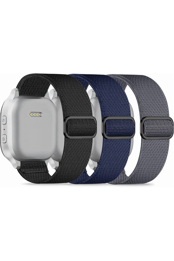 3 Pack Stretchy Nylon Compatible with Gizmo Watch Adventrue 3 3 2 1/Gabb Watch 3e 3 2 1/SyncUP Kids Watch & Cosmo JrTrack 4/3/2 SE/2/JrTrack Band, 20mm Solo Loop Soft Strap for Boys Girls