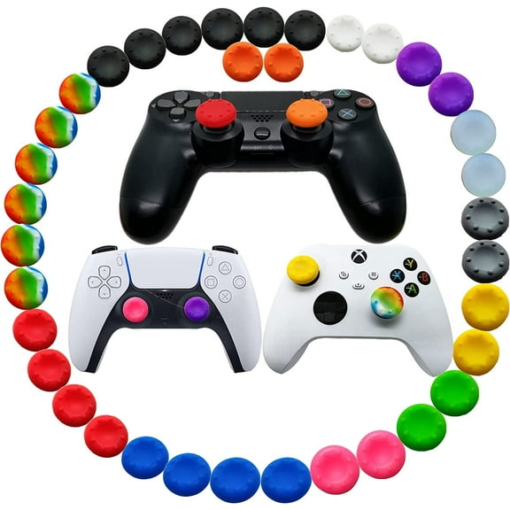 XiHAMA 36pcs Joystick Grip Compatible with Ps5 Ps4 Controller, Silicone Thumb Grips Caps Cover Analog Stick for Playstation 5, Playstation 4 Controller, Xbox 360, Xbox One Controller (A)
