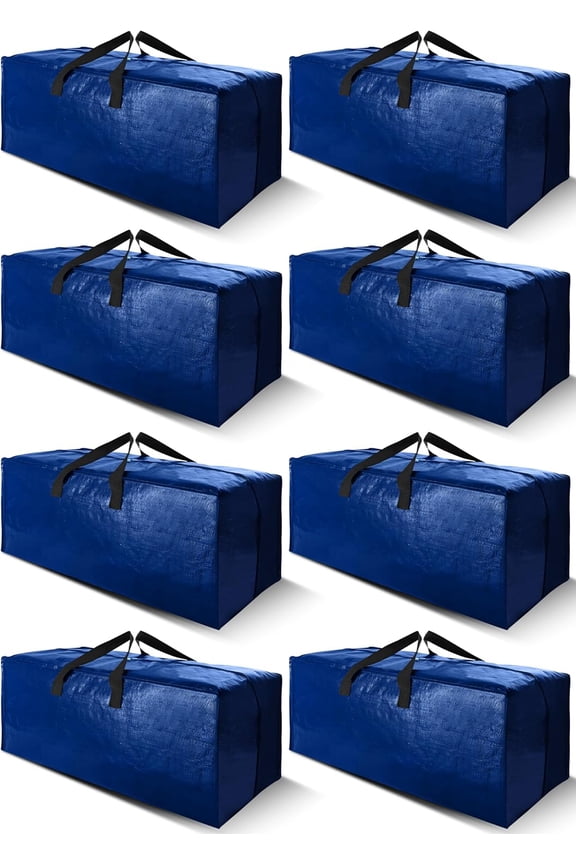 4 Pack Heavy Duty Extra Large Moving Bags with Backpack Straps - Strong Handles & Zippers, Storage Totes For Space Saving, Fold Flat, Alternative to Moving Box