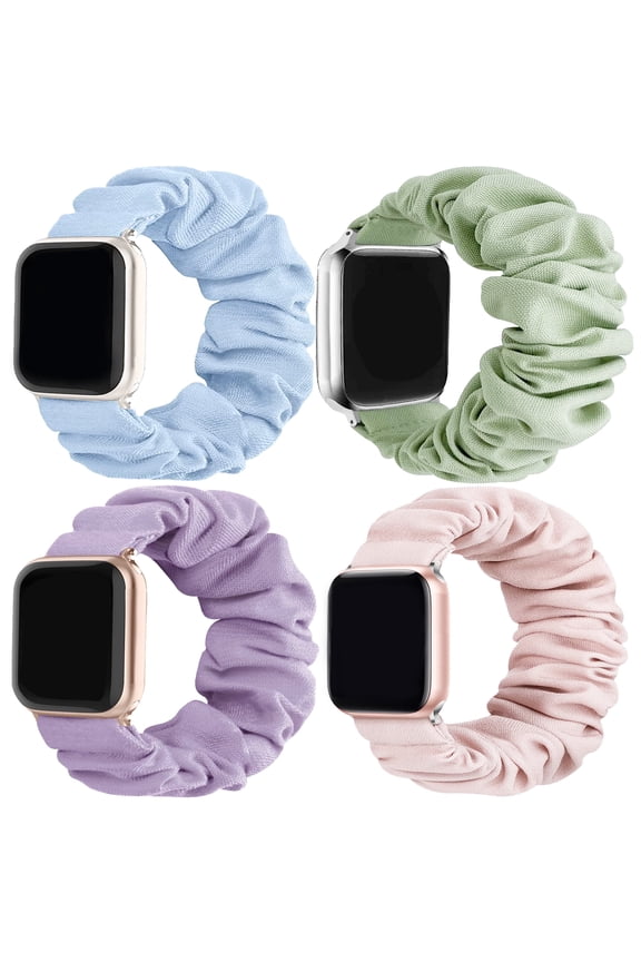 4 Pack Kids Scrunchie Bands Compatible with Gizmo Watch 3 2 1/Gabb Watch 3e 3 2 1/Sync UP Watch/Cosmo Jr Track Watch, 20mm Stretchy Solo Loop Cute Band for Boys & Girls