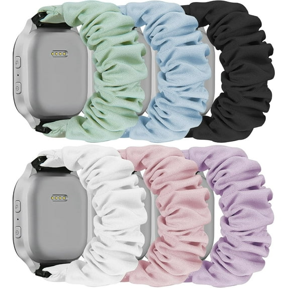 XiHAMA 6 Pack Scrunchie Band Compatible with Cosmo JrTrack 4/3/2 SE/2/JrTrack & Gizmo Watch Adventrue 3 3 2 1/Gabb Watch 3e 3 2 1/SyncUP Watch Band, 20mm Cute Soft Stretchy Strap for Small Wrist