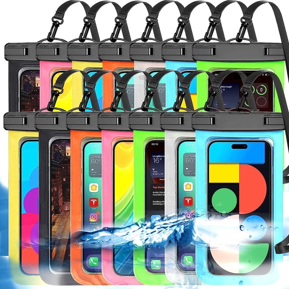 XiHAMA Up to 8.3" 2 Pack Black White Universal Waterproof Phone Pouch, Large Phone Waterproof Case Dry Bag,Protection Level: IP68,Outdoor Sports Compatible with Apple iPhone,Samsung,and More