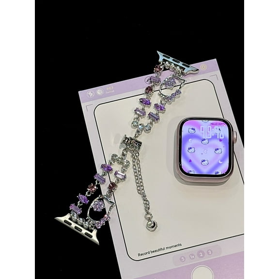 XiHAMA Bling Bracelet Band Compatible with Apple Watch Bands for Women 46mm 40mm 41mm 38mm 44mm 45mm 42mm 49mm, Cute Cartoon Dressy Jewelry Charm Metal Strap for iWatch Ultra 2 Series 10/9/8/7/6/5/4/