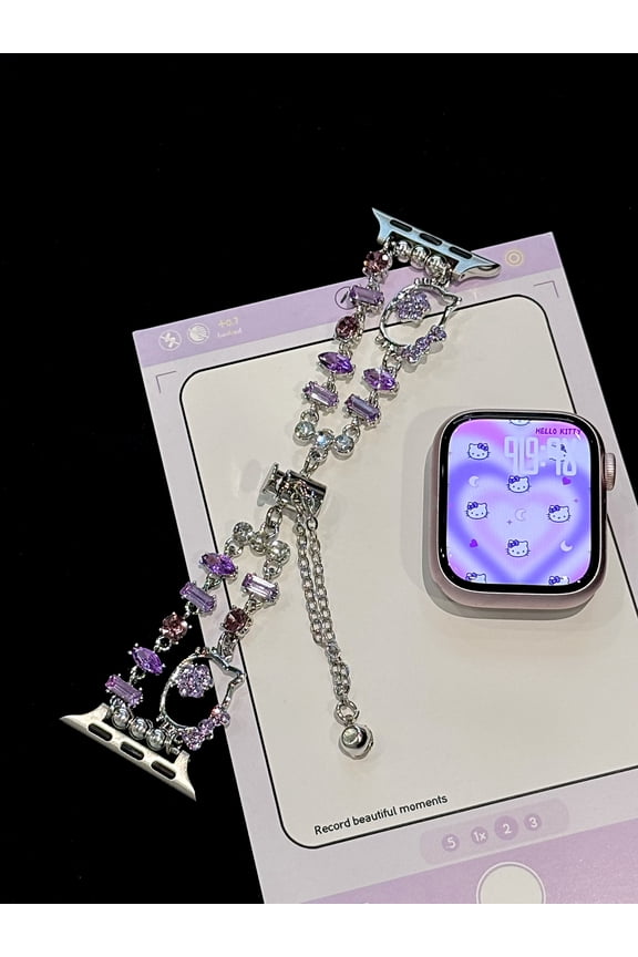 Bling Bracelet Band Compatible with Apple Watch Bands for Women 46mm 40mm 41mm 38mm 44mm 45mm 42mm 49mm, Cute Cartoon Dressy Jewelry Charm Metal Strap for iWatch Ultra 2 Series 10/9/8/7/6/5/4/