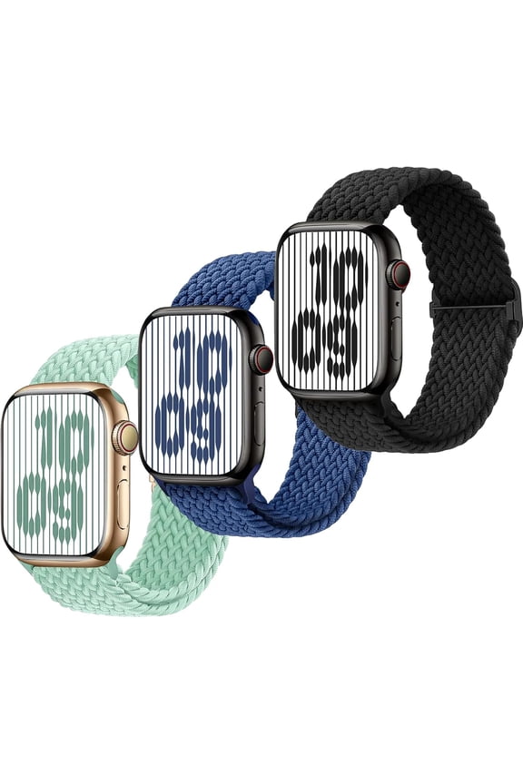 Braided Stretchy Strap Compatible with Kids Apple Watch Band Series 10 9 8 7 6 5 4 3 SE SE2 38mm 40mm 41mm 42mm iWatch Sport Elastic Replacement Bands for Boy Girl Small Wrist