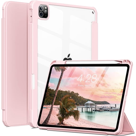 XiHAMA Case Compatible with iPad Pro 12.9 Inch, 2022/2021/2020/2018, Hybrid Clear Protective Case with Pencil Holder, Auto Sleep/Wake