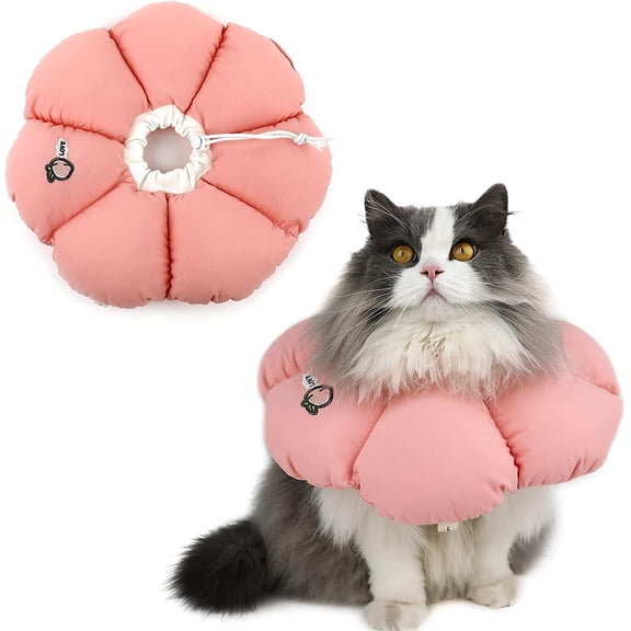 XiHAMA Cat Cone Collar,Cute Waterproof Cat Recovery Collar,Anti-Bite Lick Wound Healing Safety Elizabethan e Collar for Cats,Purple Flower All-Season Style