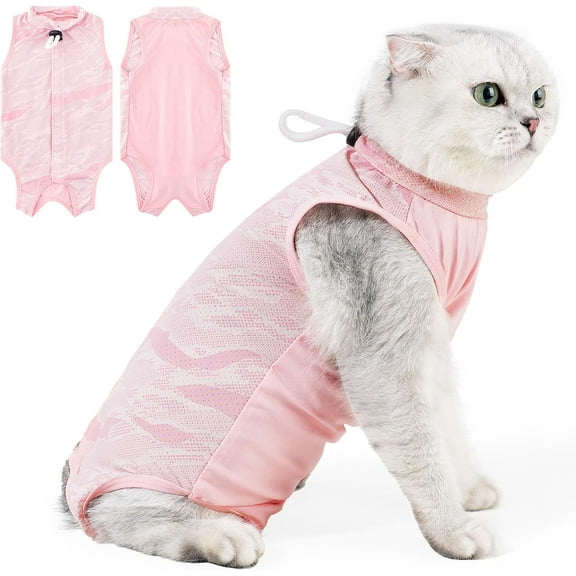 XiHAMA Cat Recovery Suit for Abdominal Wounds or Skin Diseases, Cat Onesie for Cats After Surgery Female Kitten Recovery Suit, Breathable E-Collar Alternative for Cats After Spay Anti Licking Wounds